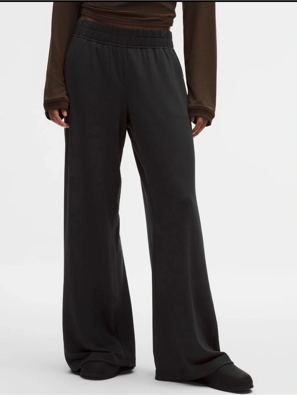 Lululemon Black Be Calm Mid-Rise Wide-Leg Pants